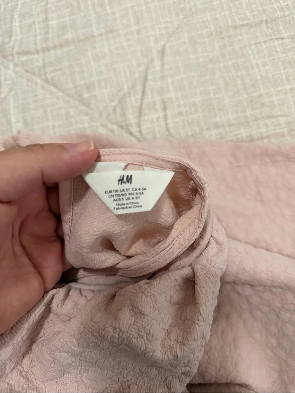 H&M Puff Sleeve Textured Dress - Light Blush